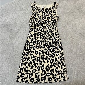 LOFT Black and Cream Patterned Dress